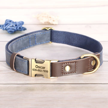 Personalized Nylon PU Leather Dog Collar