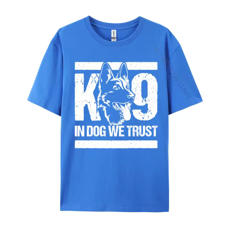 In Dogs We Trust K9 Blue Line T-Shirt – Graphic Cotton Tee for Dog Lovers