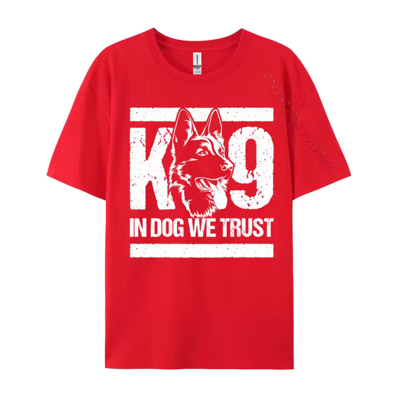 In Dogs We Trust K9 Blue Line T-Shirt – Graphic Cotton Tee for Dog Lovers