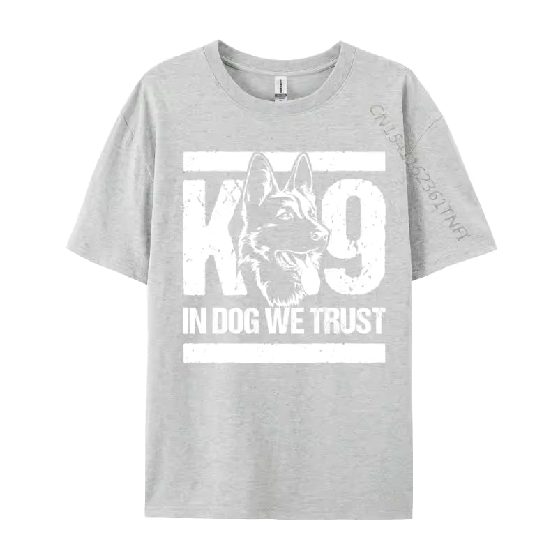 In Dogs We Trust K9 Blue Line T-Shirt – Graphic Cotton Tee for Dog Lovers