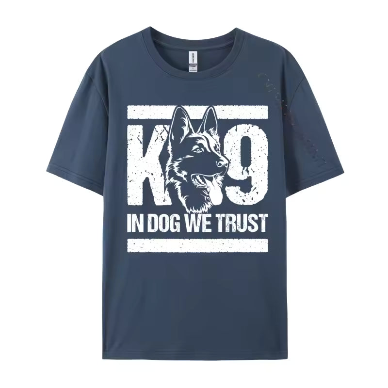 In Dogs We Trust K9 Blue Line T-Shirt – Graphic Cotton Tee for Dog Lovers