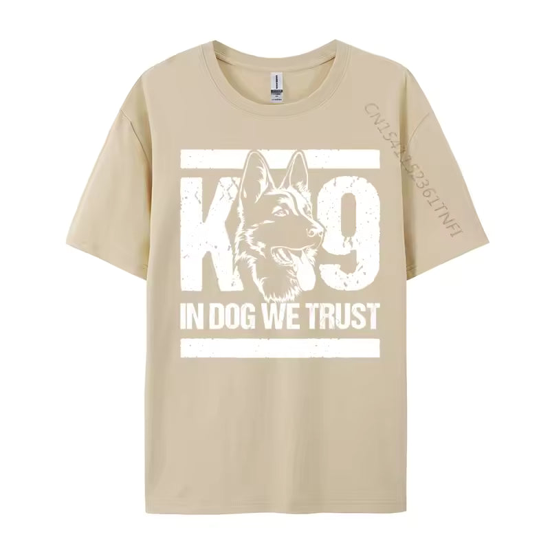 In Dogs We Trust K9 Blue Line T-Shirt – Graphic Cotton Tee for Dog Lovers