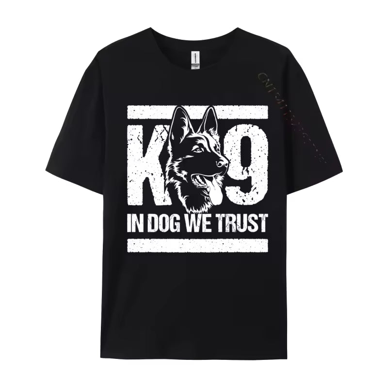 In Dogs We Trust K9 Blue Line T-Shirt – Graphic Cotton Tee for Dog Lovers