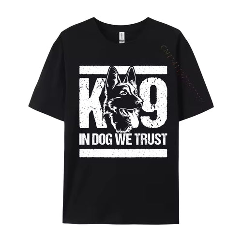 In Dogs We Trust K9 Blue Line T-Shirt – Graphic Cotton Tee for Dog Lovers