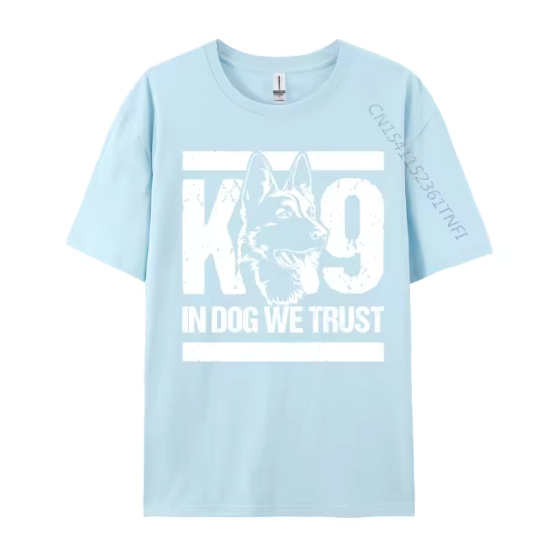 In Dogs We Trust K9 Blue Line T-Shirt – Graphic Cotton Tee for Dog Lovers