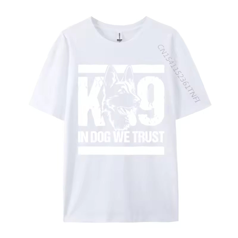 In Dogs We Trust K9 Blue Line T-Shirt – Graphic Cotton Tee for Dog Lovers