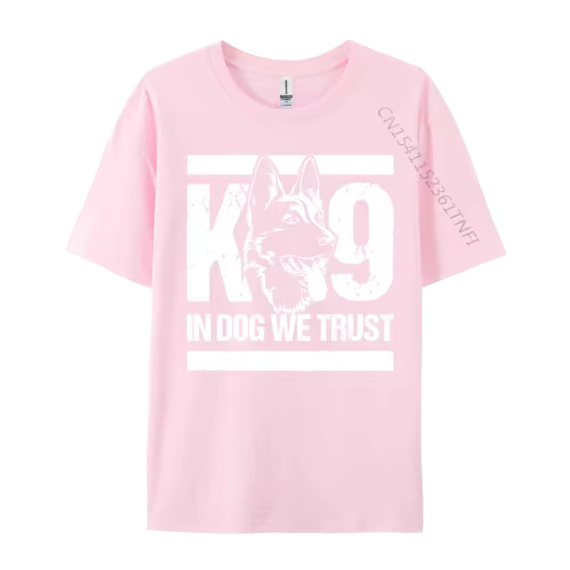 In Dogs We Trust K9 Blue Line T-Shirt – Graphic Cotton Tee for Dog Lovers