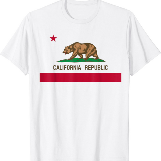 California Republic Flag T-Shirt - Patriotic State Tee for USA Travel & Gifts