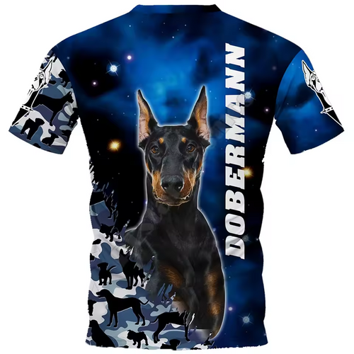 Dobermann Dog Lovers 3D Print T-Shirt – Casual Short Sleeve Cotton Tee for Men & Women