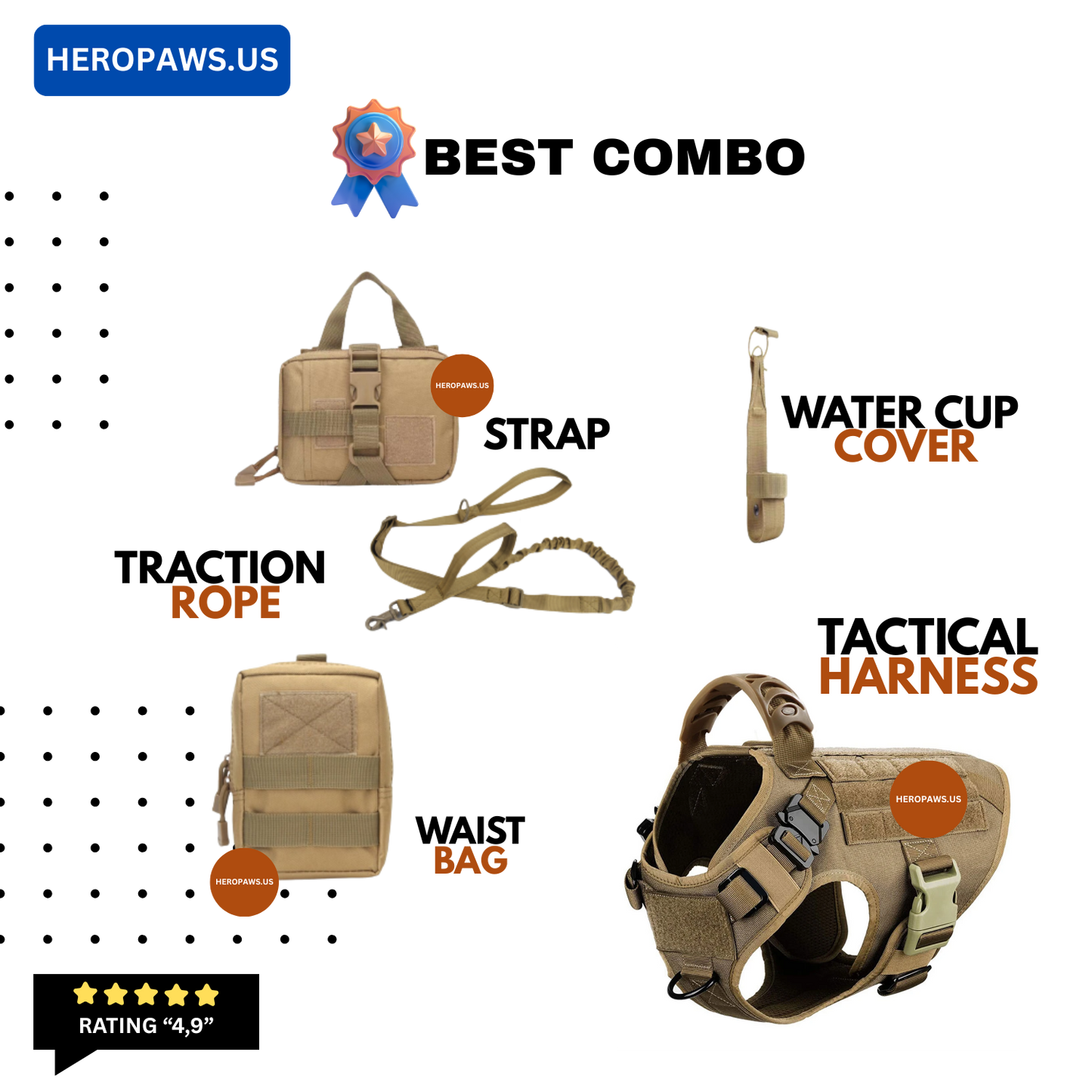 Tactical Dog Harness for Large Breeds
