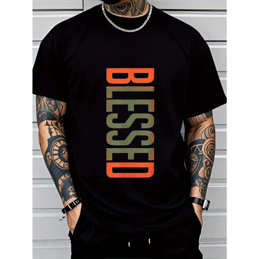Men's Plus Size Geometric Crew Neck T-Shirt – Casual Short Sleeve Tee