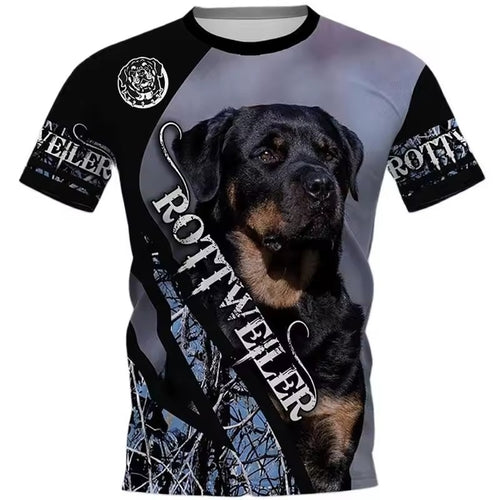 Rottweiler 3D Graphic T-Shirt for Men – Casual Dog Lover Short Sleeve Tee