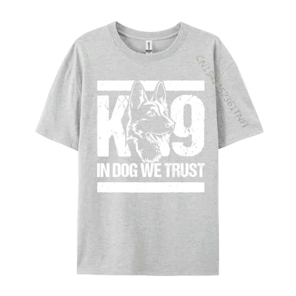 In Dogs We Trust K9 Blue Line T-Shirt – Graphic Cotton Tee for Dog Lovers