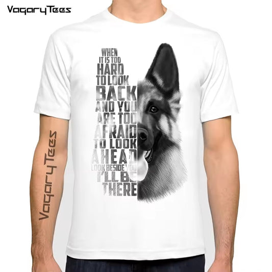 German Shepherd Quote Print T-Shirt – Casual Summer Dog Lover Tee for Men