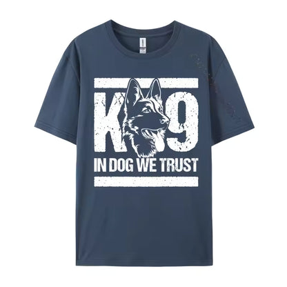 In Dogs We Trust K9 Blue Line T-Shirt – Graphic Cotton Tee for Dog Lovers