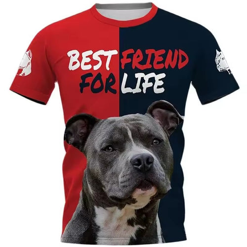Pitbull Dog 3D Graphic T-Shirt – Best Friend for Life Tee for Men