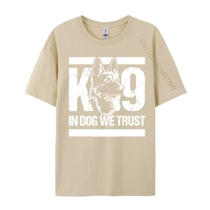 In Dogs We Trust K9 Blue Line T-Shirt – Graphic Cotton Tee for Dog Lovers
