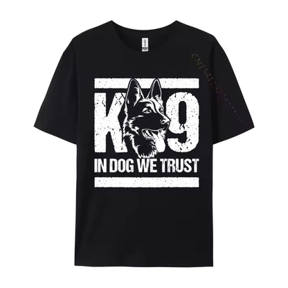 In Dogs We Trust K9 Blue Line T-Shirt – Graphic Cotton Tee for Dog Lovers