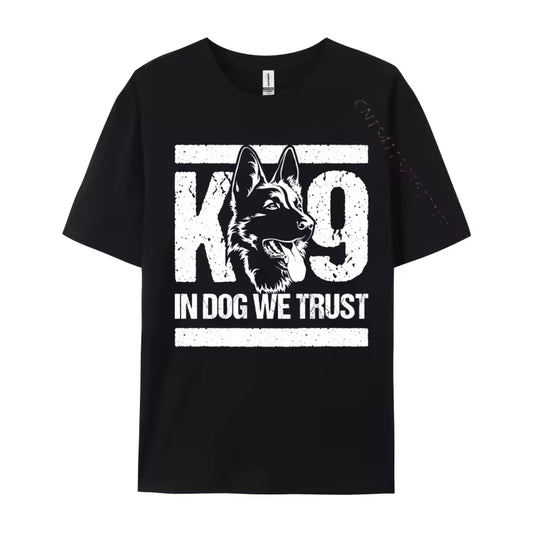 In Dogs We Trust K9 Blue Line T-Shirt – Graphic Cotton Tee for Dog Lovers
