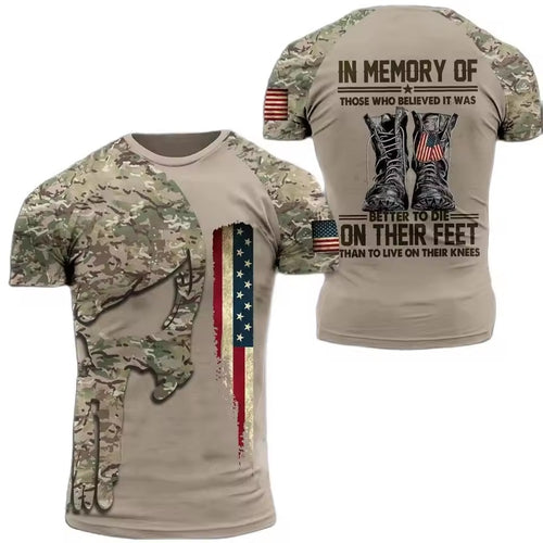 Veteran Memorial Camo Skull 3D T-Shirt for Men