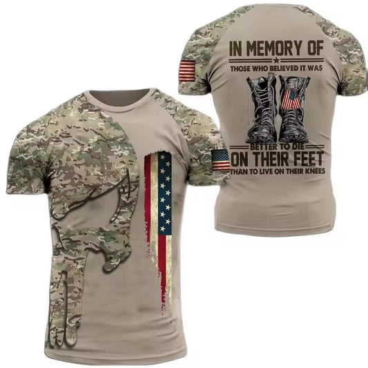 Veteran Memorial Camo Skull 3D T-Shirt for Men