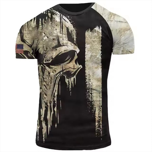 3D Camo Skull Tactical Military T-Shirt for Men