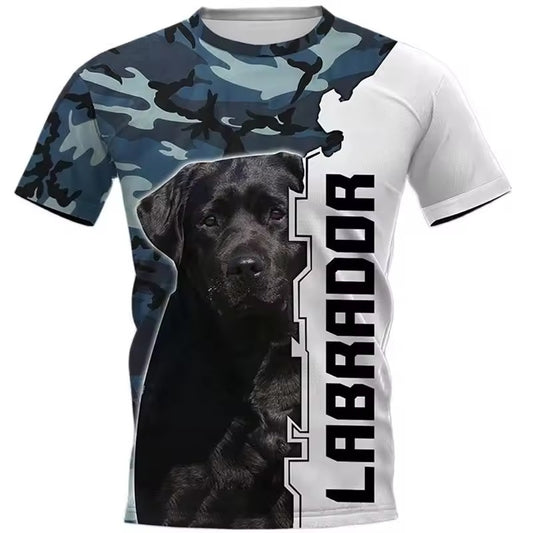 Labrador Dog 3D Print T-Shirt – Camo Style Graphic Tee for Men