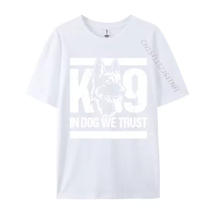 In Dogs We Trust K9 Blue Line T-Shirt – Graphic Cotton Tee for Dog Lovers