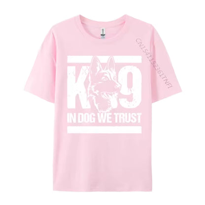 In Dogs We Trust K9 Blue Line T-Shirt – Graphic Cotton Tee for Dog Lovers