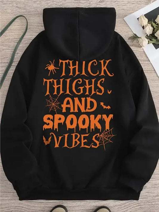 Women's Letter Print Hoodie – Casual Fall & Winter Drawstring Sweatshirt for Daily Wear