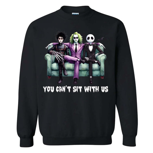 You Can’t Sit With Us Halloween T-Shirt – Funny Horror Character-Inspired Graphic Tee, Unisex Spooky Season Shirt