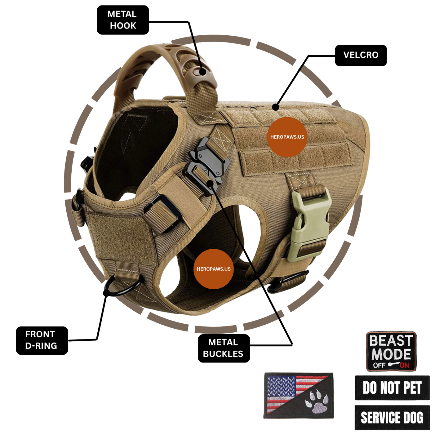 Tactical Dog Harness for Large Breeds