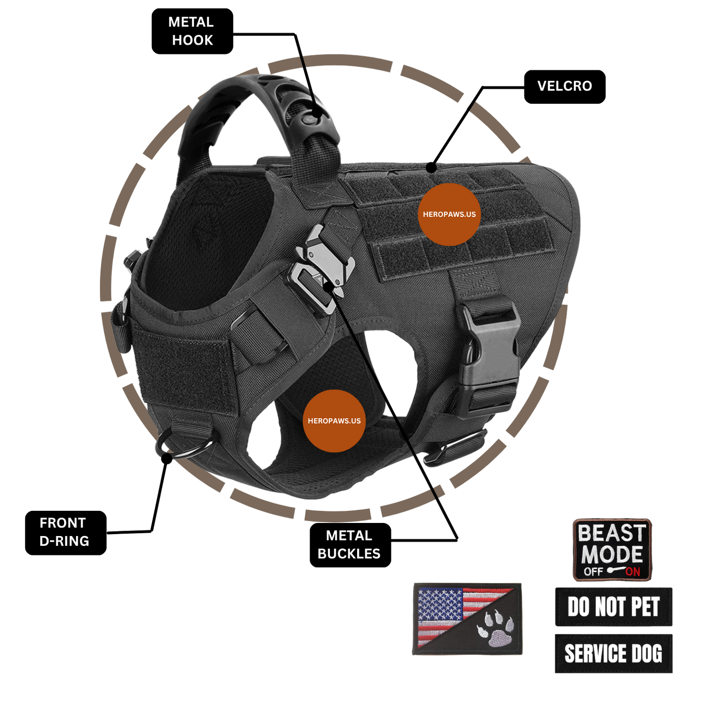 Tactical Dog Harness for Large Breeds