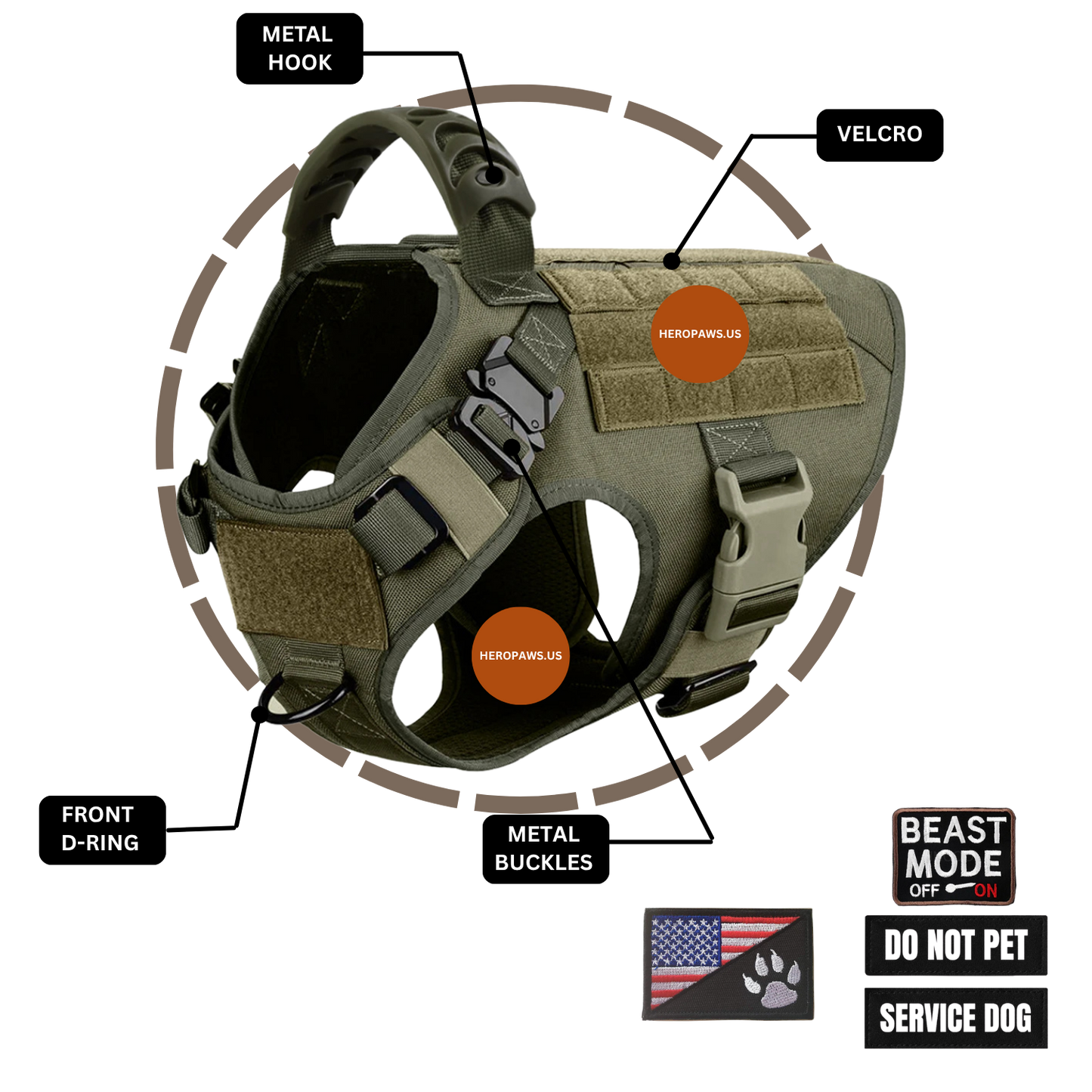 Tactical Dog Harness for Large Breeds