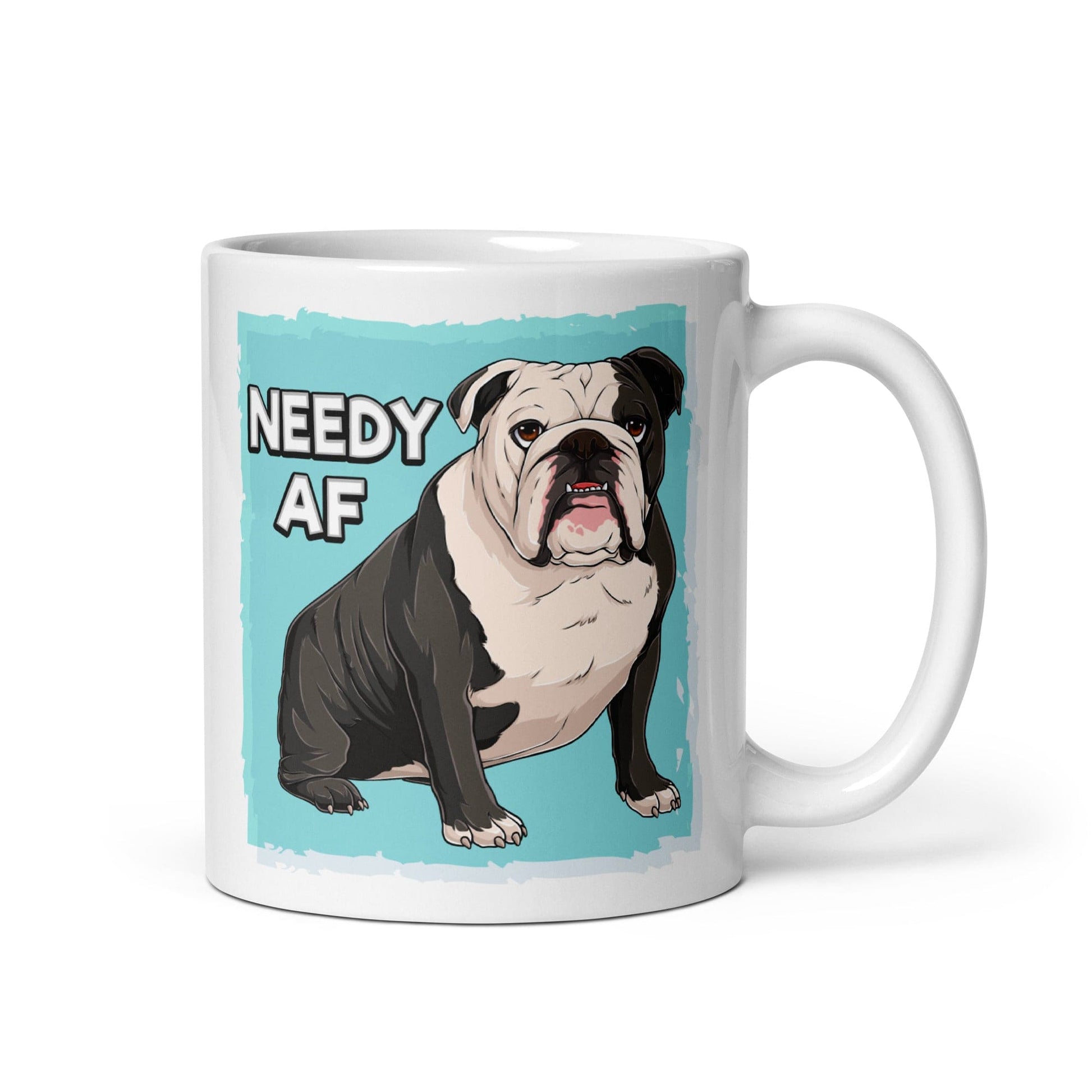 "Needy AF" English Bulldog Mug | B&W Colored