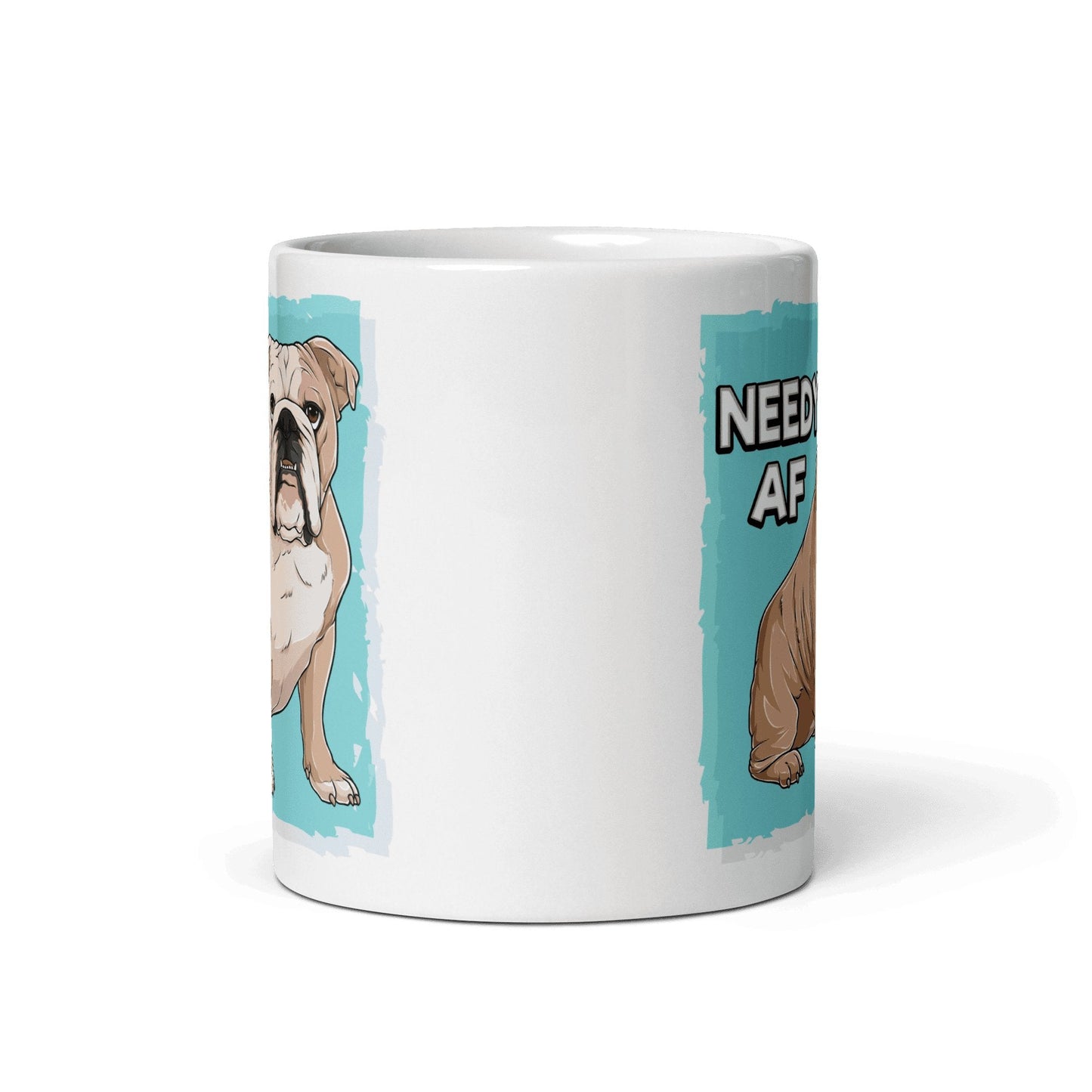 "Needy AF" English Bulldog Mug | Fawn & White Colored