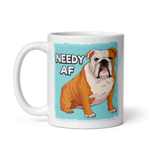 "Needy AF" English Bulldog Mug | Red & White Colored