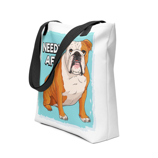 "Needy AF" English Bulldog Tote Bag | Red & White Colored
