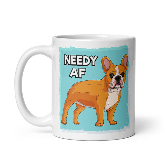 "Needy AF" French Bulldog Mug | Red & White Colored