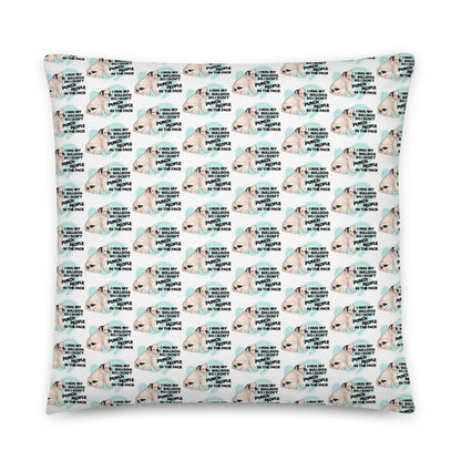 "I Hug My Bulldog" Throw Pillow | White & Black English Bulldog