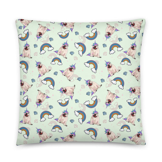 Magical Mint Bullicorn Throw Pillow