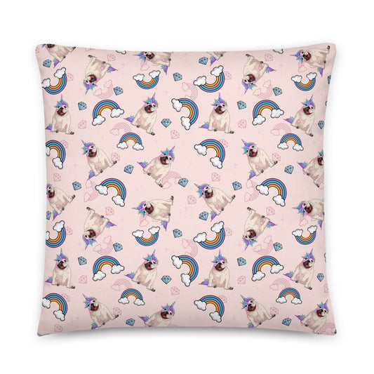 Magical Pink Bullicorn Throw Pillow