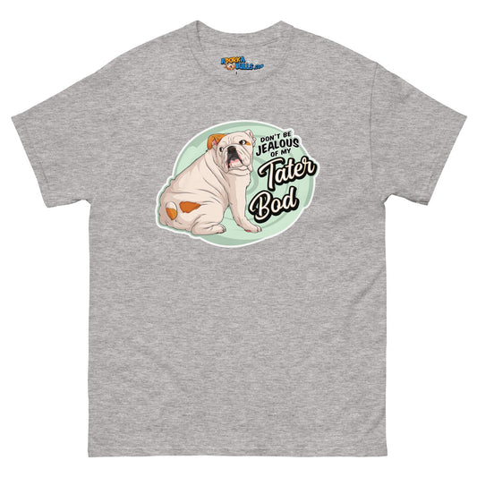 "Tater Bod" English Bulldog  Men's Classic Tee | White & Red Colored
