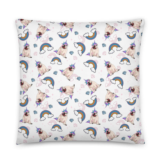 Magical White Bullicorn Throw Pillow